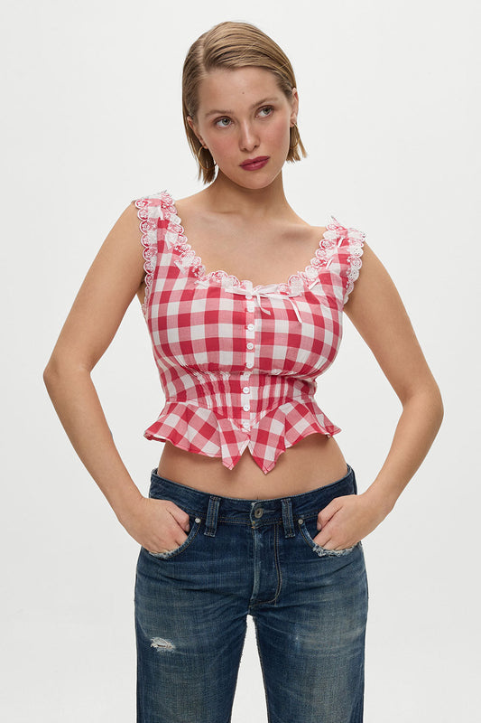 Frankies Bikinis sale x BELLA HADID Fleetwood Top - Malibu Picnic