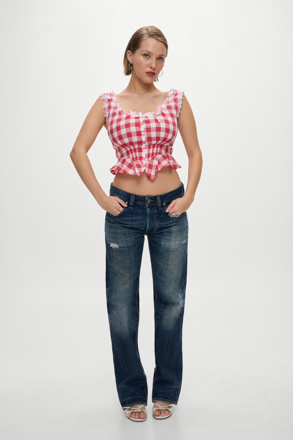 Frankies Bikinis sale x BELLA HADID Fleetwood Top - Malibu Picnic