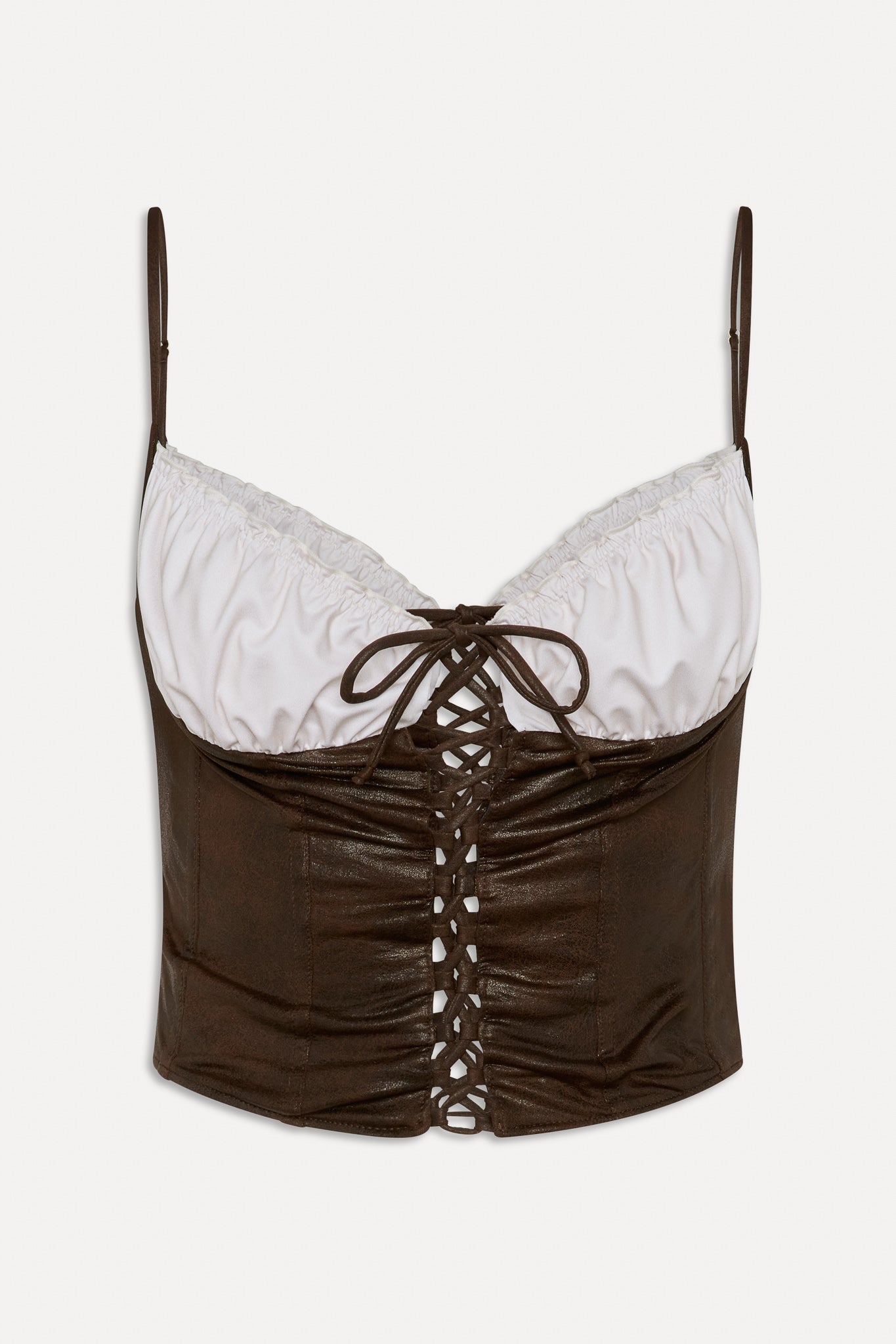 Frankies Bikinis sale x BELLA HADID Ranch Corset Bikini Top - Cocoa