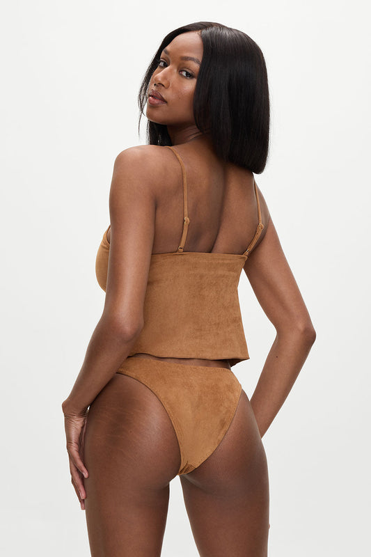 Frankies Bikinis sale x BELLA HADID Dove Suede Bikini Bottom - Sunkissed Suede