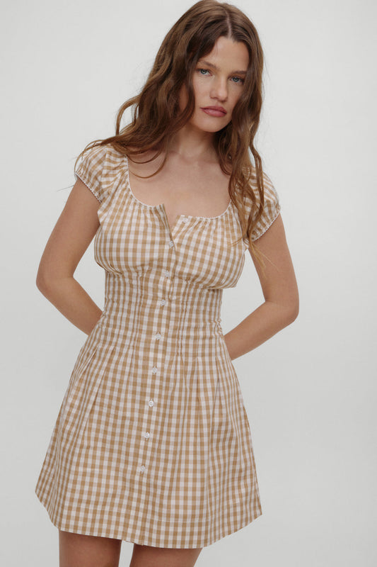Frankies Bikinis sale x BELLA HADID Mustang Mini Dress - Rodeo Gingham