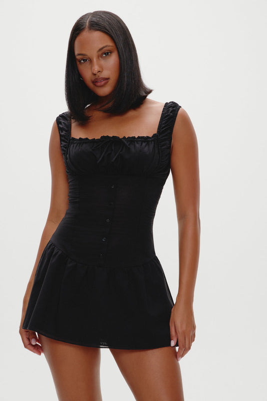 Frankies Bikinis clothing|new Christa Ruffle Mini Dress - Black