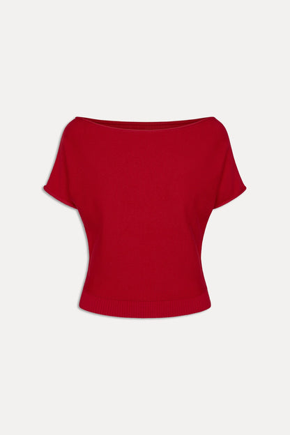 Frankies Bikinis clothing Montecito Boat Neck Knit Shirt - Heartstrings