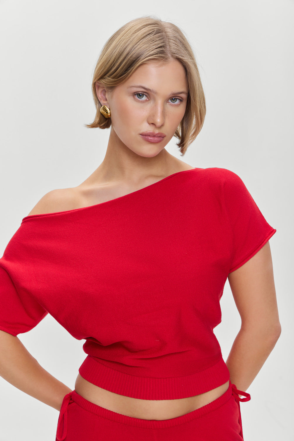 Frankies Bikinis clothing Montecito Boat Neck Knit Shirt - Heartstrings