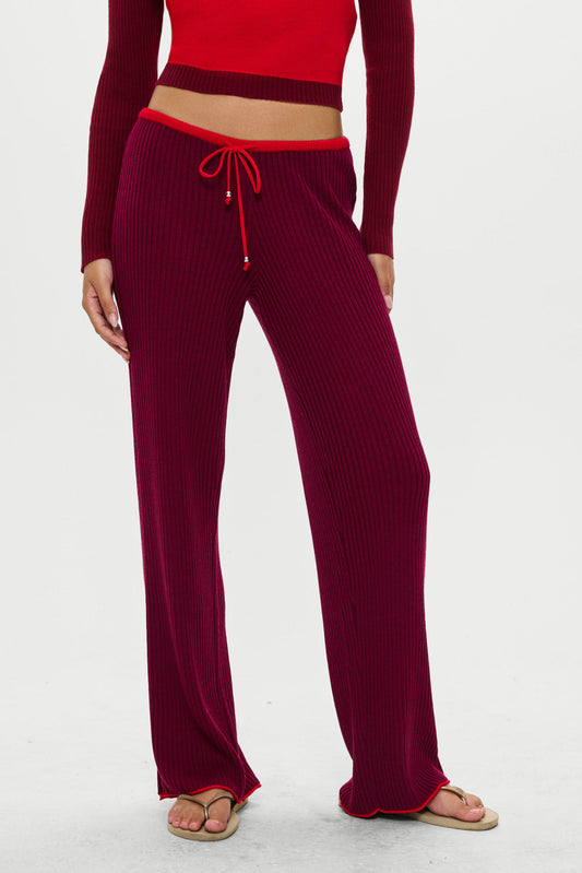 Frankies Bikinis collections|sale Lochlin Knit Pants - Pomegranate