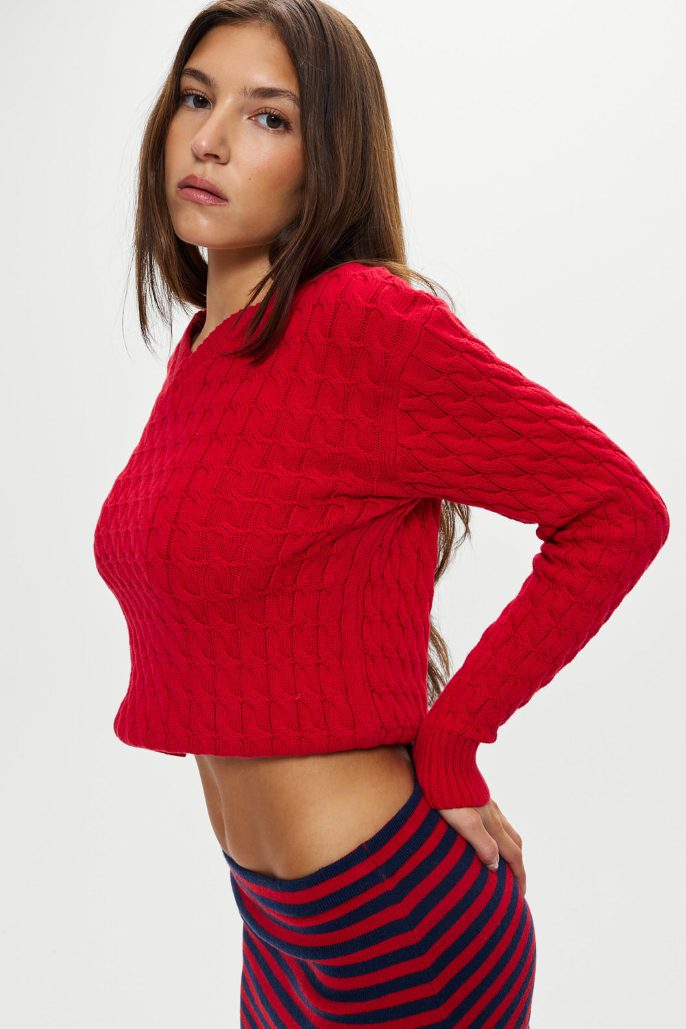 Frankies Bikinis sale Prince Cable Knit Sweater - Heartstrings
