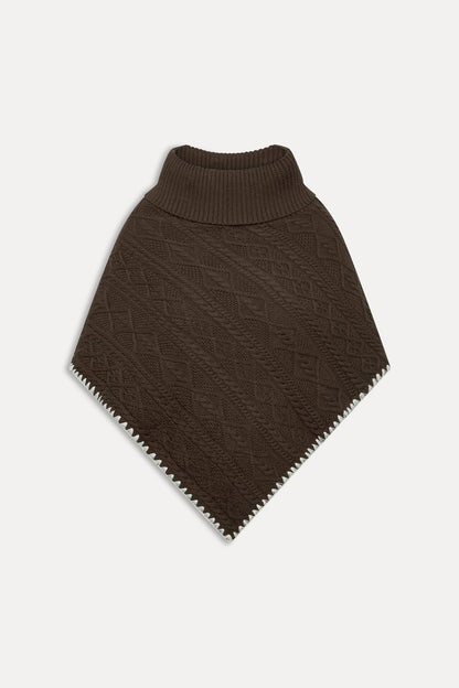 Frankies Bikinis sale Windswept Cotton Knit Poncho - Chocolate Brown