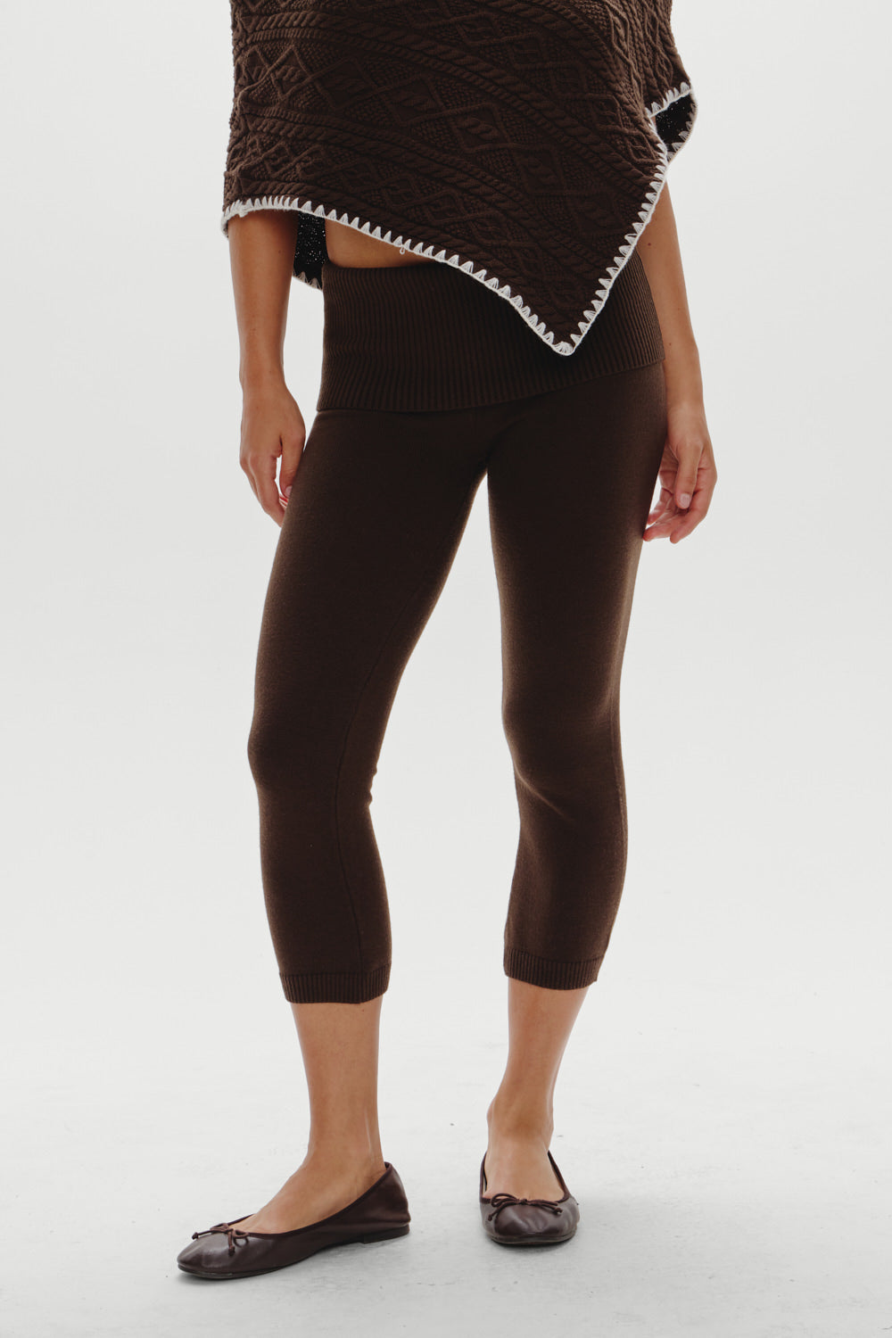 Frankies Bikinis sale Milo Knit Capri Pants - Chocolate Brown