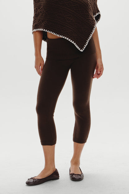 Frankies Bikinis sale Milo Knit Capri Pants - Chocolate Brown