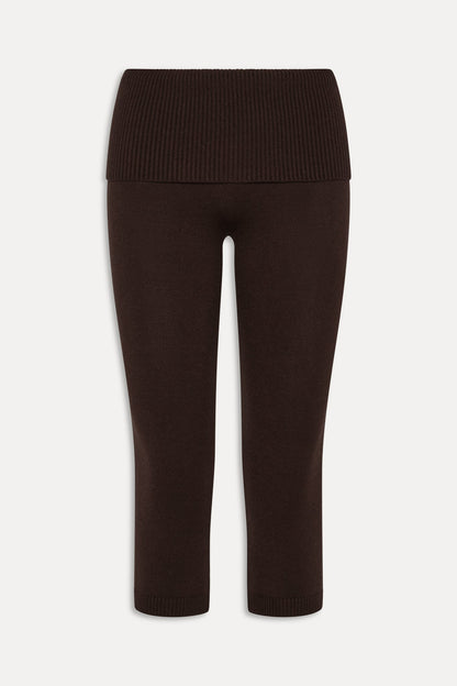 Frankies Bikinis sale Milo Knit Capri Pants - Chocolate Brown