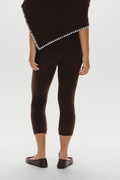 Frankies Bikinis sale Milo Knit Capri Pants - Chocolate Brown