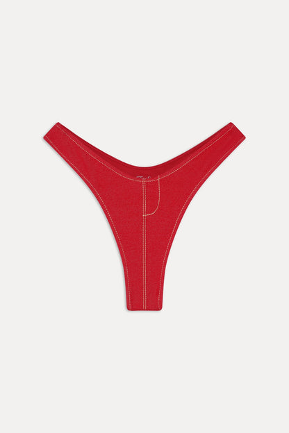 Frankies Bikinis sale Full Moon Micro Bikini Bottom - Red Denim