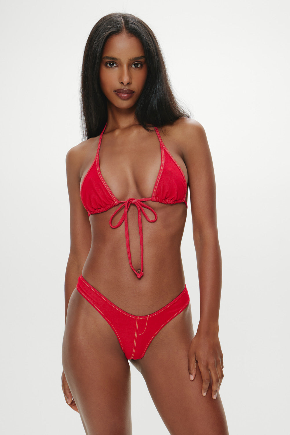 Frankies Bikinis sale Full Moon Micro Bikini Bottom - Red Denim