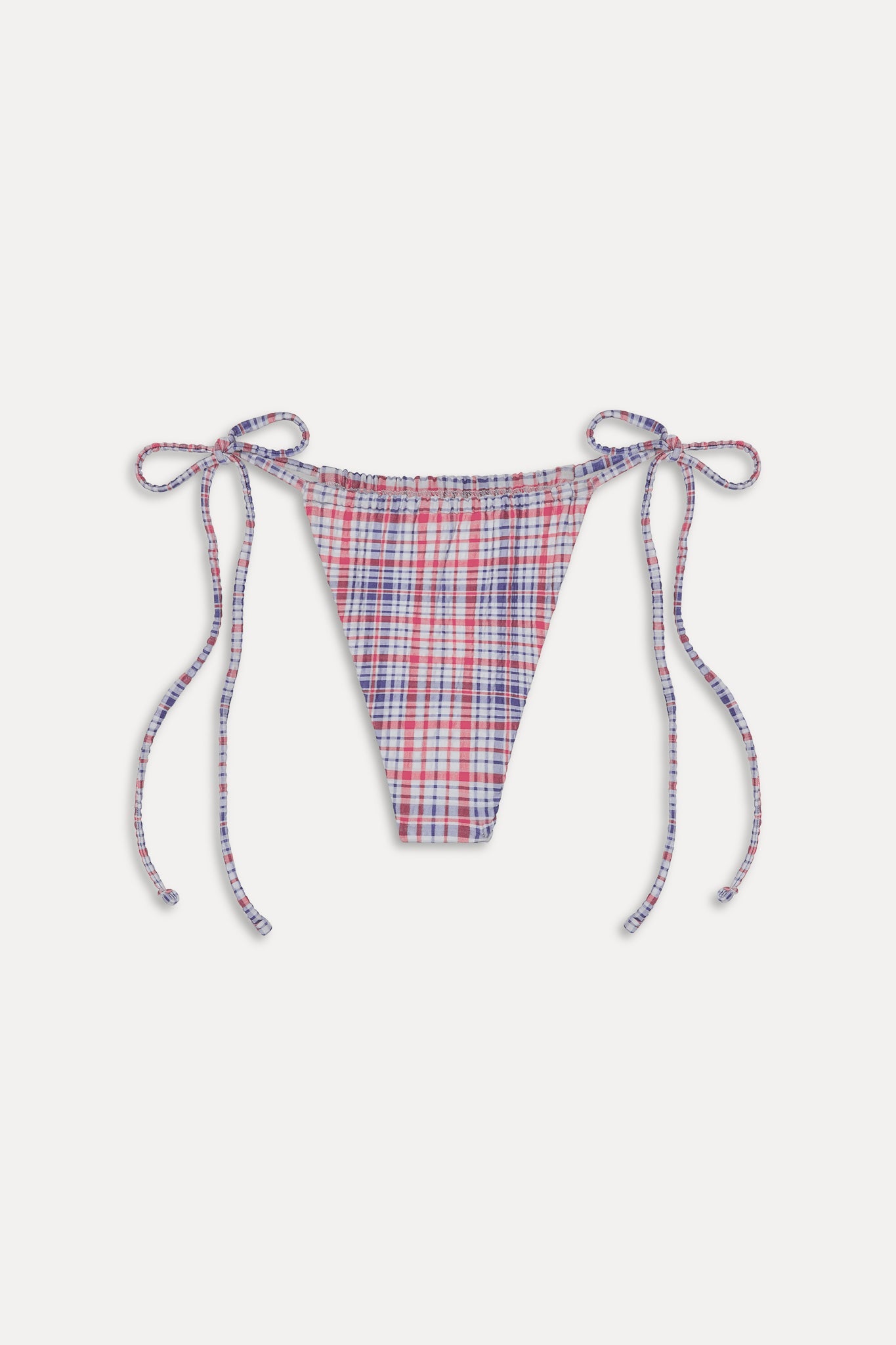 Frankies Bikinis sale Tia Skimpy String Bikini Bottom - Americana Plaid