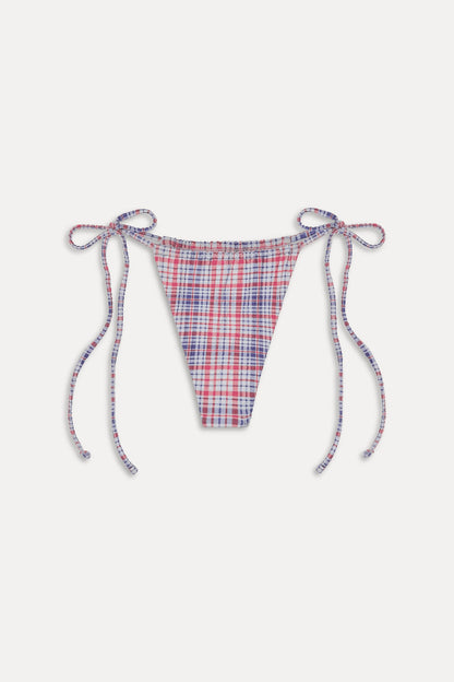 Frankies Bikinis sale Tia Skimpy String Bikini Bottom - Americana Plaid