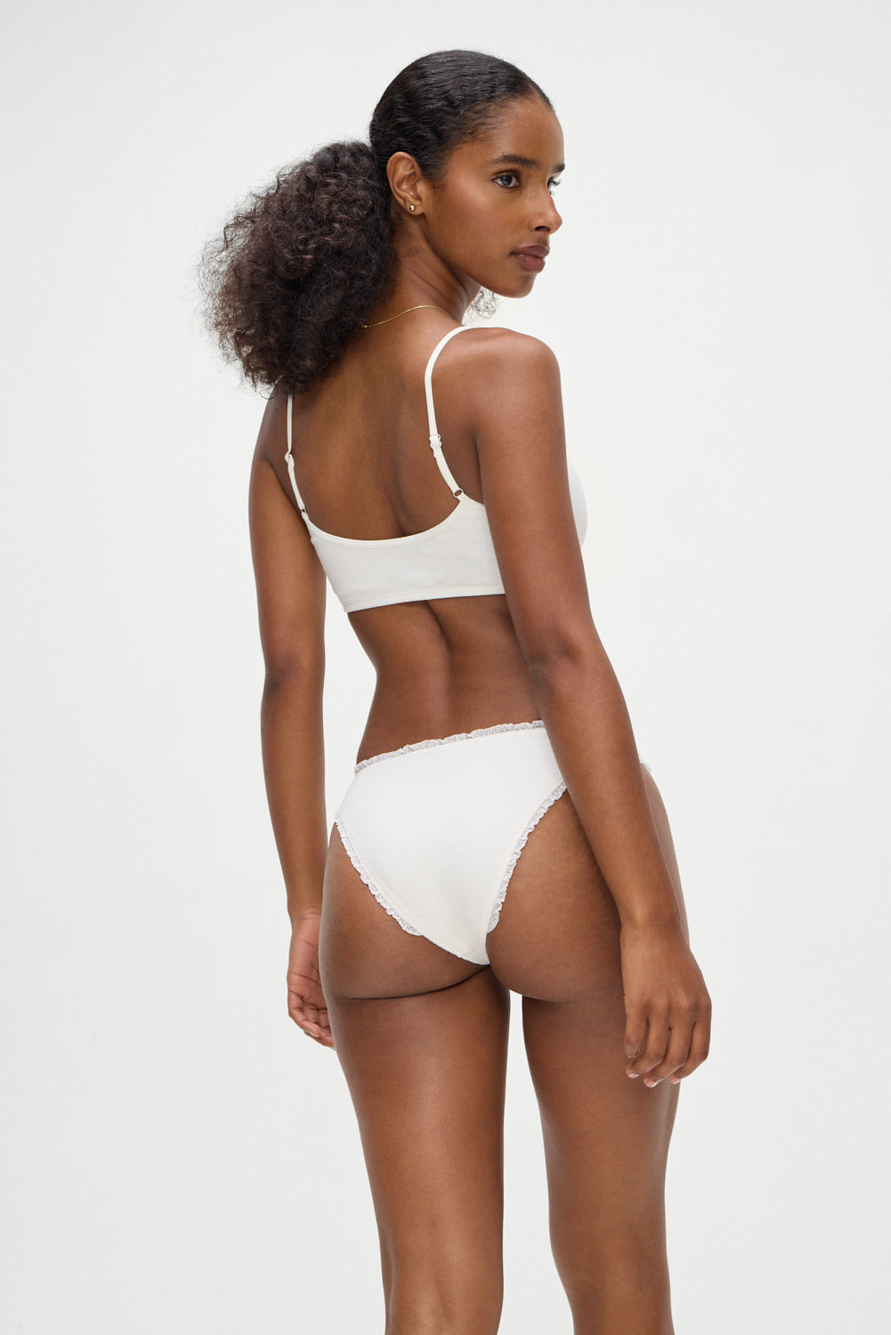 Frankies Bikinis sale Beck High Waisted Bikini Bottom - White