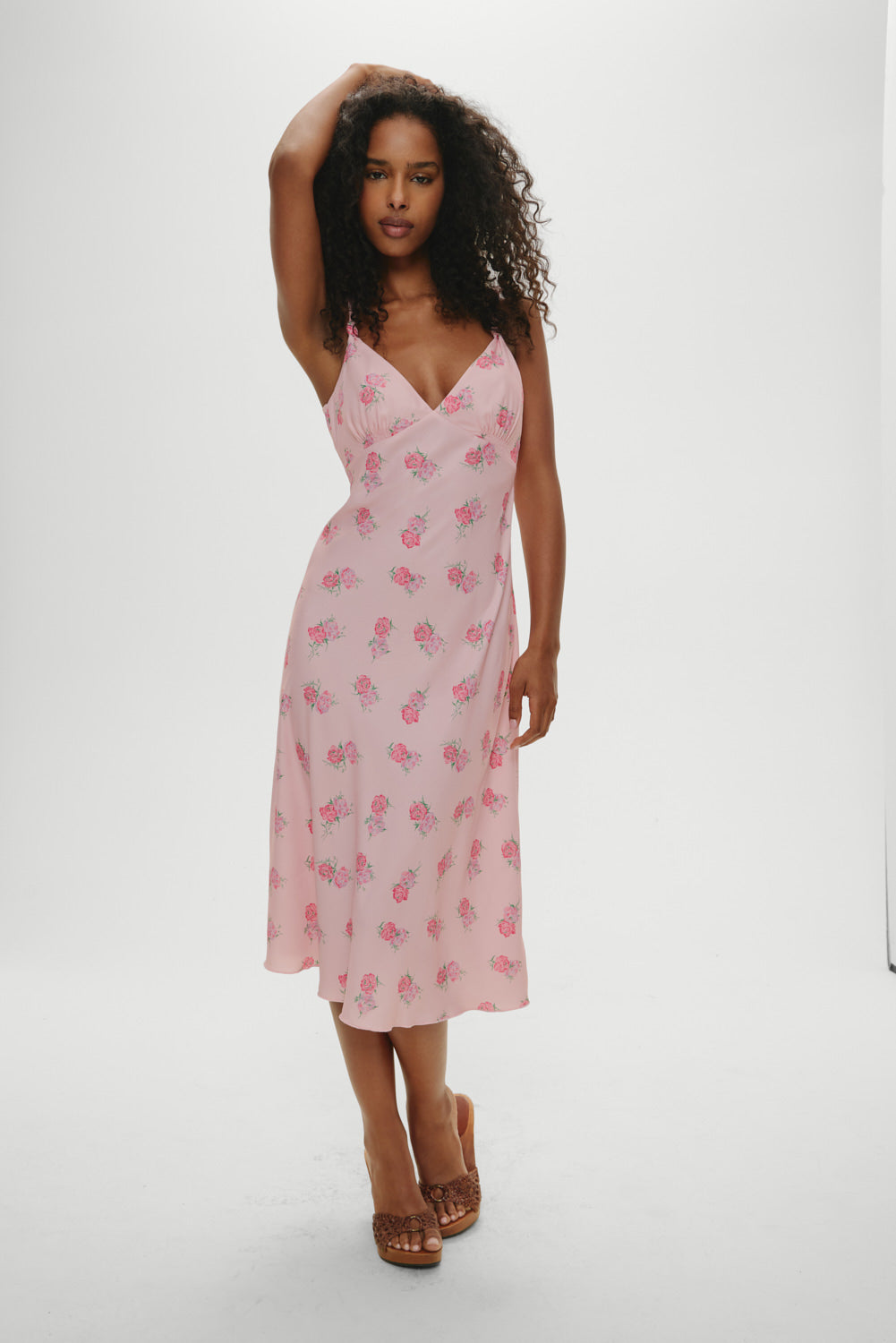 Frankies Bikinis sale Gem Floral Midi Dress - Fresh Rose