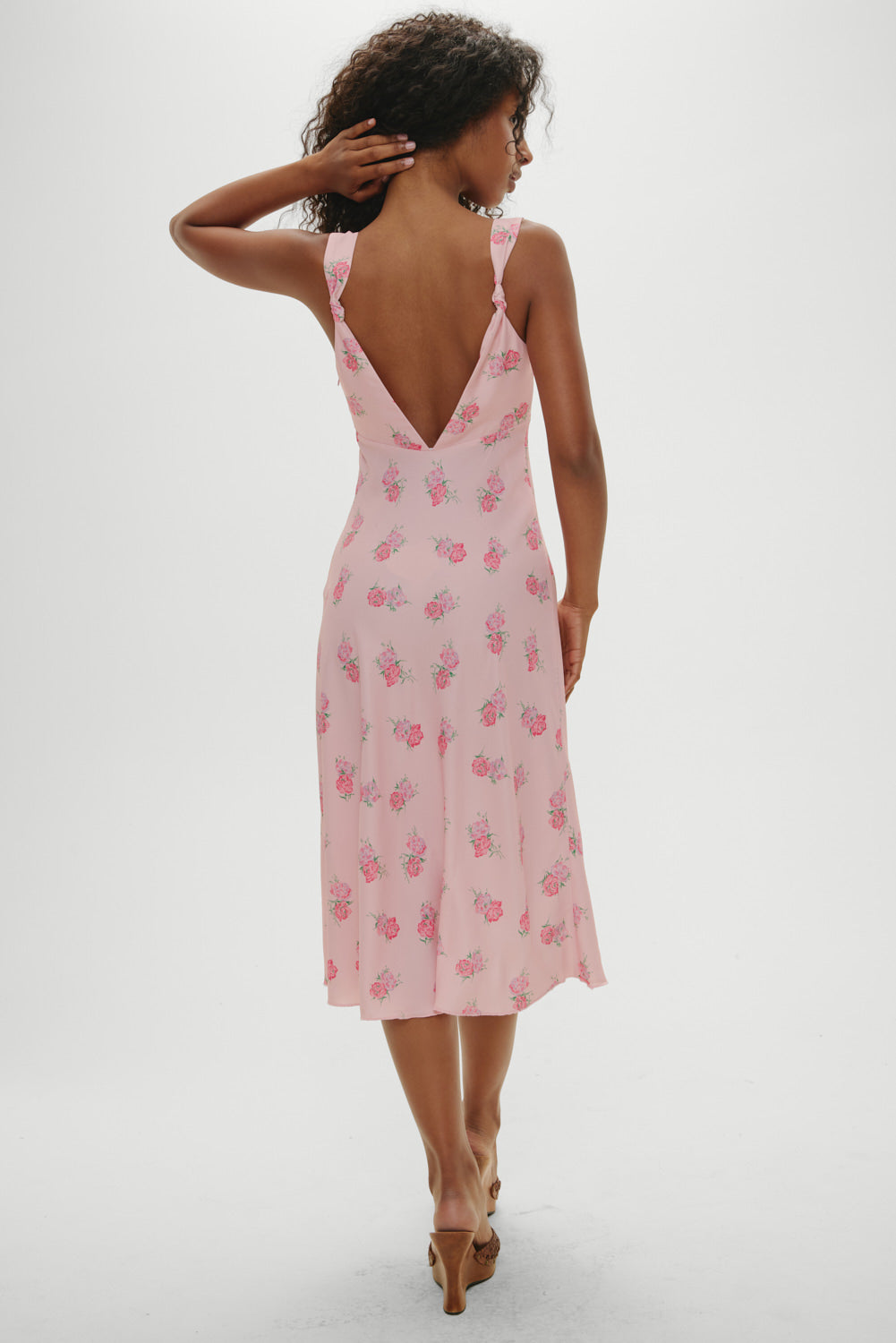 Frankies Bikinis sale Gem Floral Midi Dress - Fresh Rose