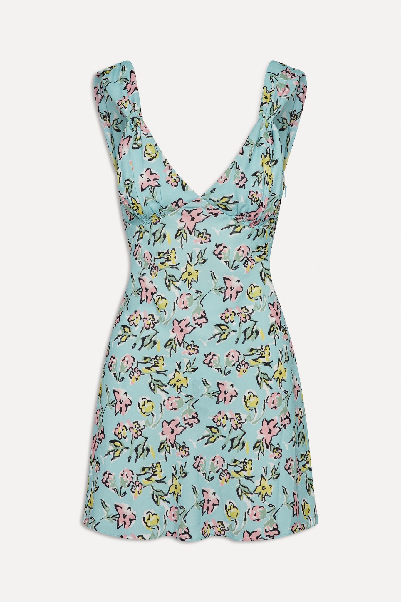 Frankies Bikinis sale Emilia Satin Floral Mini Dress - Pastel Peony