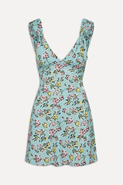 Frankies Bikinis sale Emilia Satin Floral Mini Dress - Pastel Peony