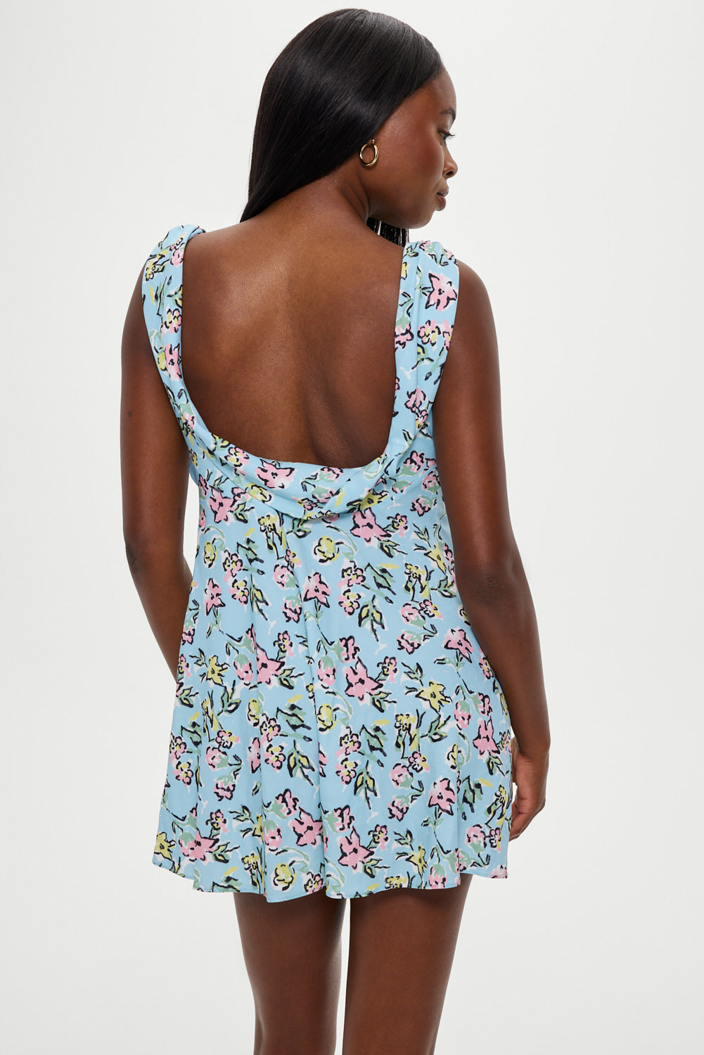 Frankies Bikinis sale Emilia Satin Floral Mini Dress - Pastel Peony