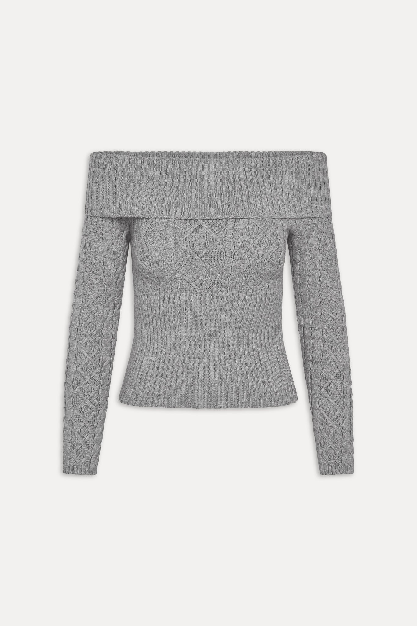 Frankies Bikinis sale Jazz Off The Shoulder Knit Sweater - Cloud Cover