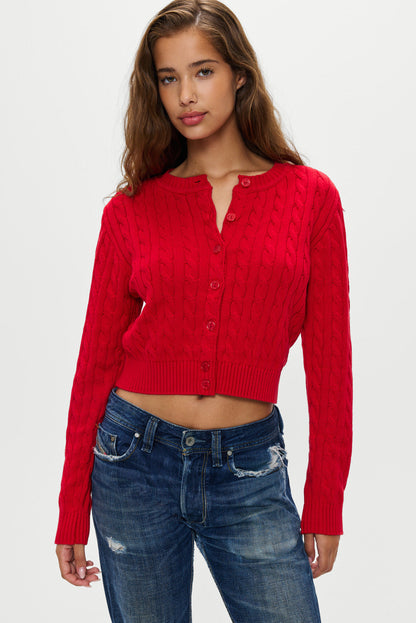 Frankies Bikinis sale Dudley Cable Knit Cardigan - Heartstrings
