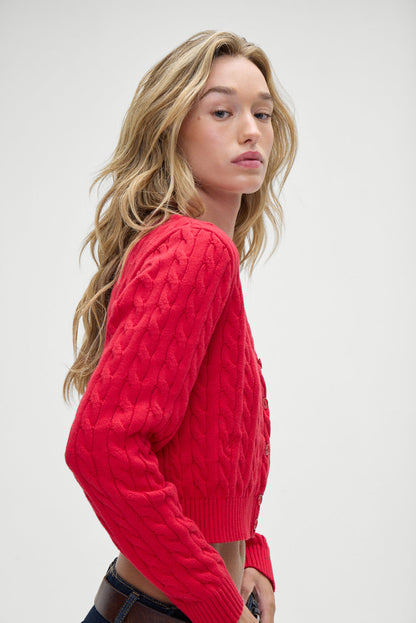 Frankies Bikinis sale Dudley Cable Knit Cardigan - Heartstrings