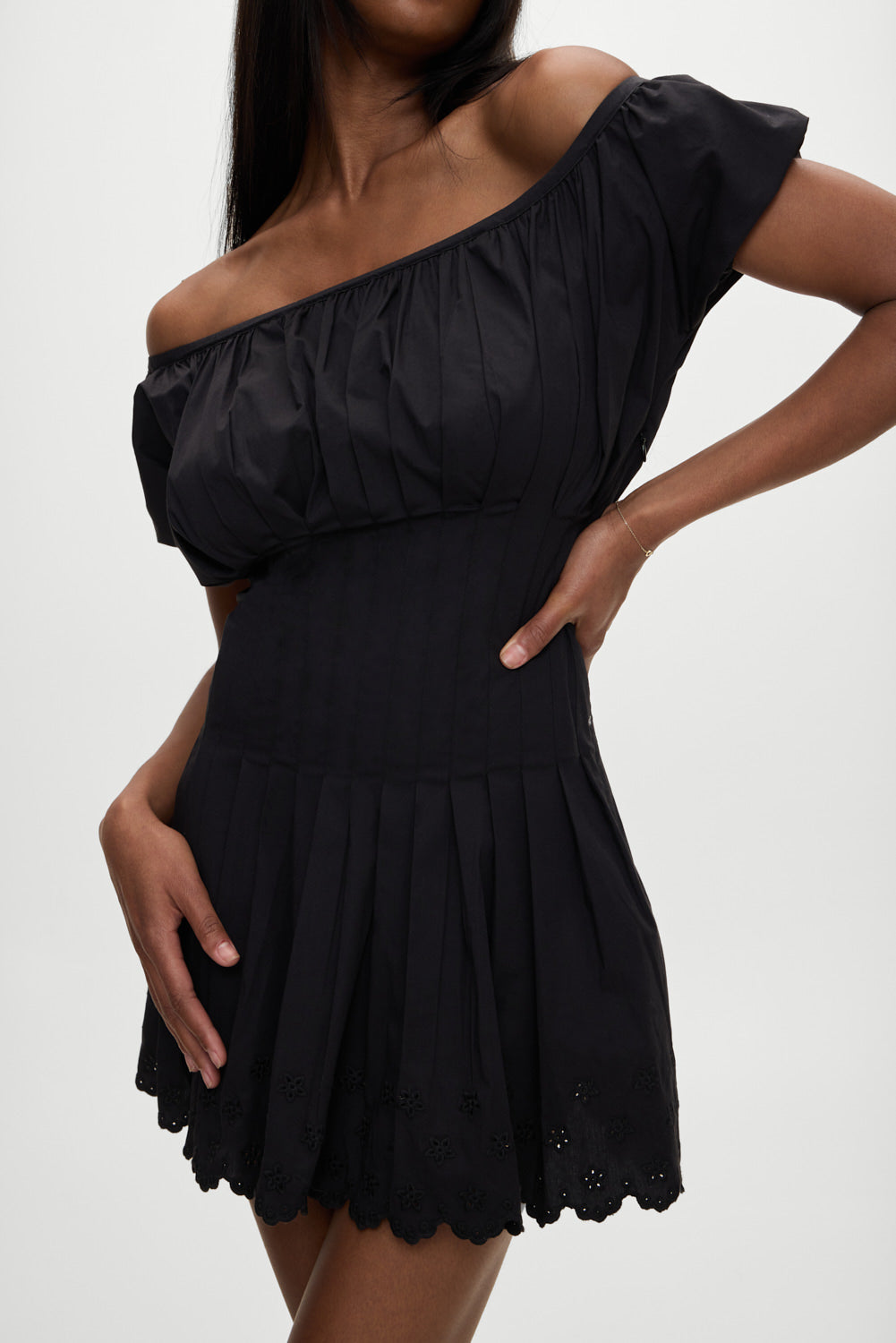 Frankies Bikinis sale Sadie Embroidered Mini Dress - Black