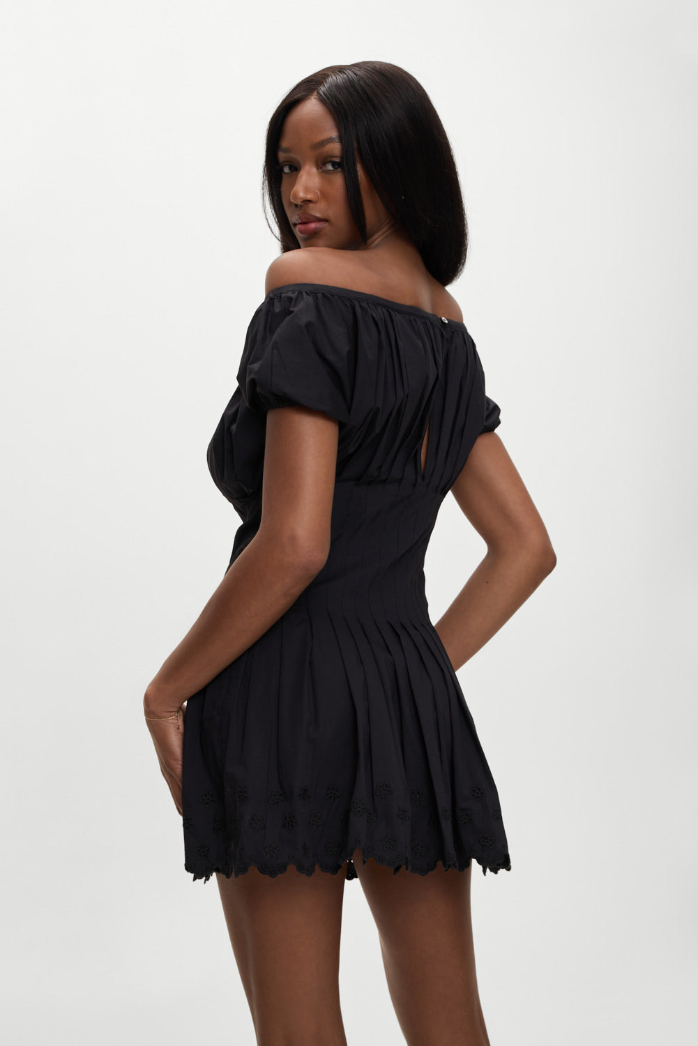 Frankies Bikinis sale Sadie Embroidered Mini Dress - Black