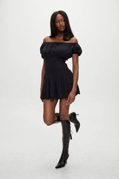 Frankies Bikinis sale Sadie Embroidered Mini Dress - Black