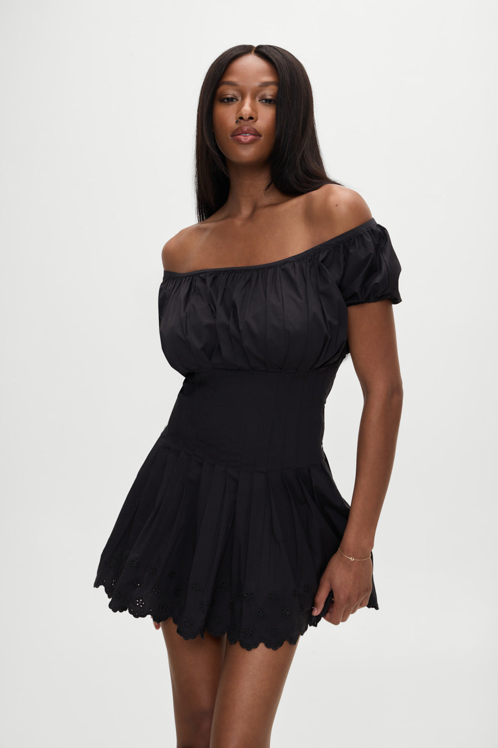 Frankies Bikinis sale Sadie Embroidered Mini Dress - Black
