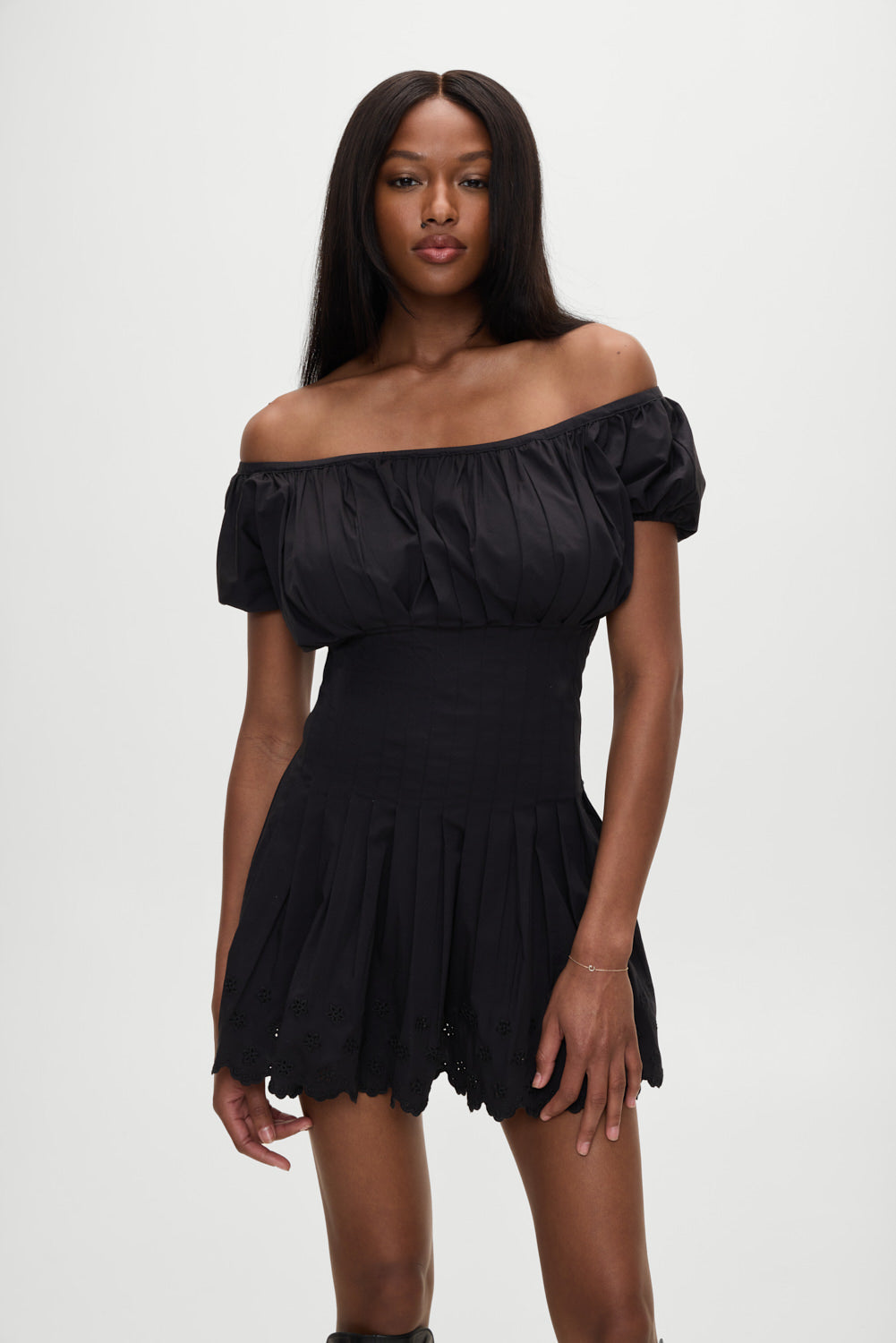 Frankies Bikinis sale Sadie Embroidered Mini Dress - Black