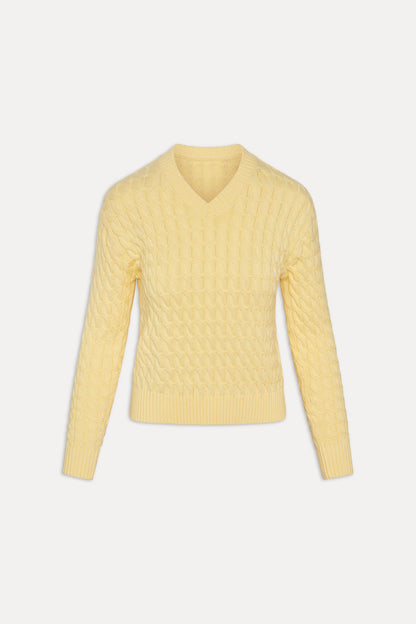 Frankies Bikinis sale Prince Cable Knit Sweater - Vanilla Sugar