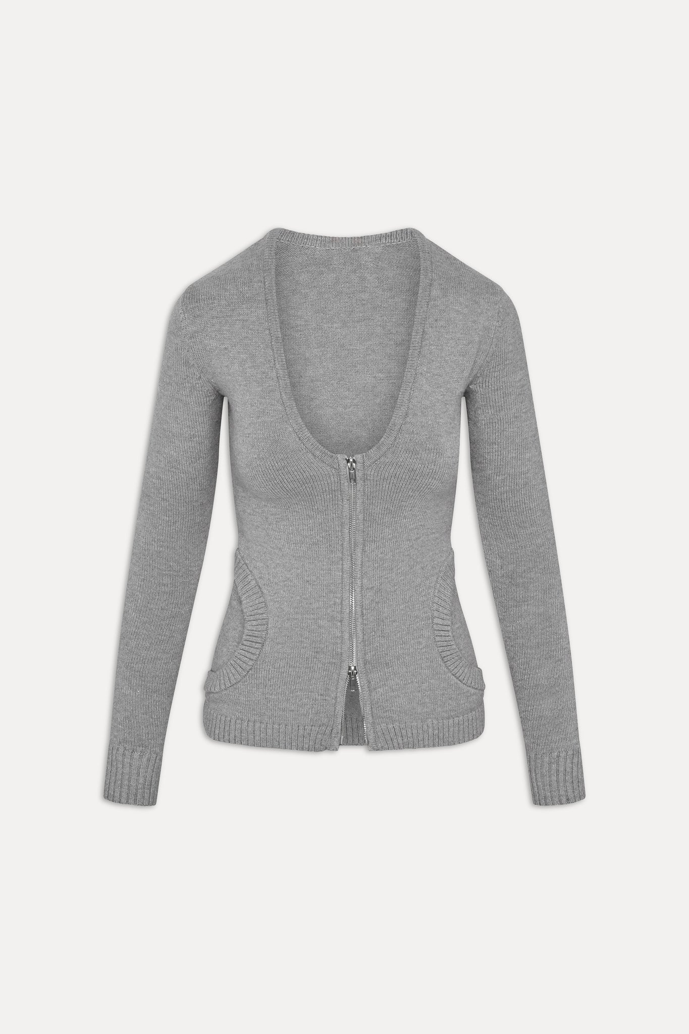 Frankies Bikinis sale Sienna Zip Up Knit Sweater - Cloud Cover