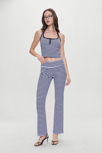 Frankies Bikinis sale Bambi Striped Halter Top - Silhouette Stripe