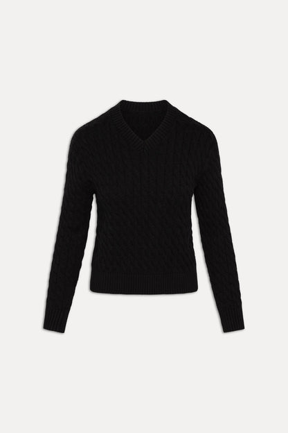 Frankies Bikinis sale Prince Cable Knit Sweater - Black