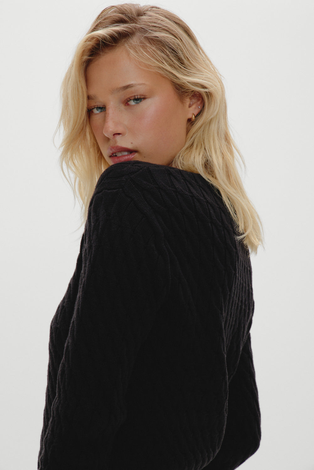 Frankies Bikinis sale Prince Cable Knit Sweater - Black