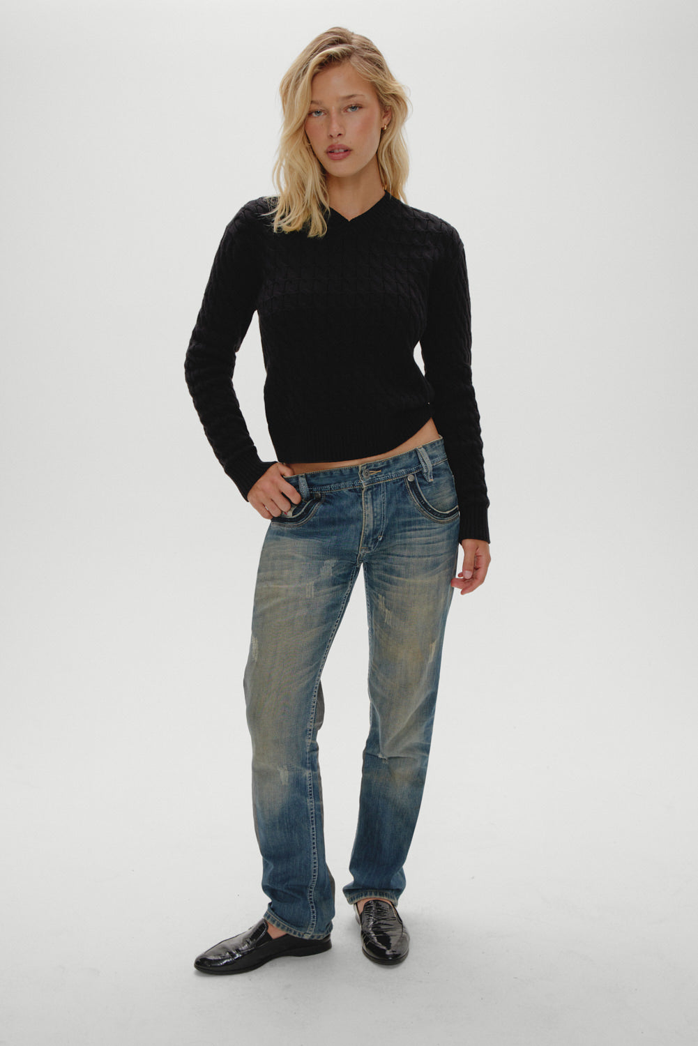 Frankies Bikinis sale Prince Cable Knit Sweater - Black