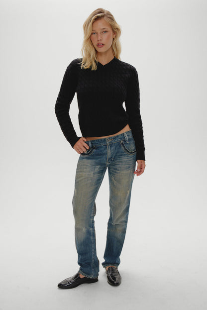 Frankies Bikinis sale Prince Cable Knit Sweater - Black