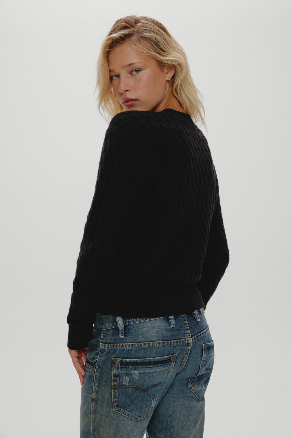 Frankies Bikinis sale Prince Cable Knit Sweater - Black