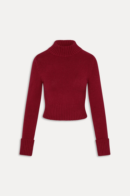 Frankies Bikinis sale Laurel Knit Turtleneck Sweater - Rosewood