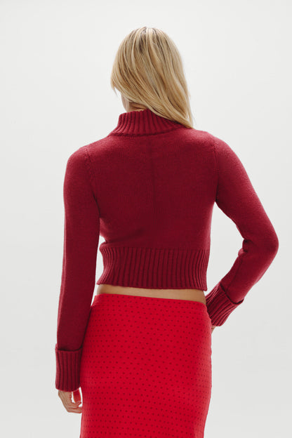 Frankies Bikinis sale Laurel Knit Turtleneck Sweater - Rosewood