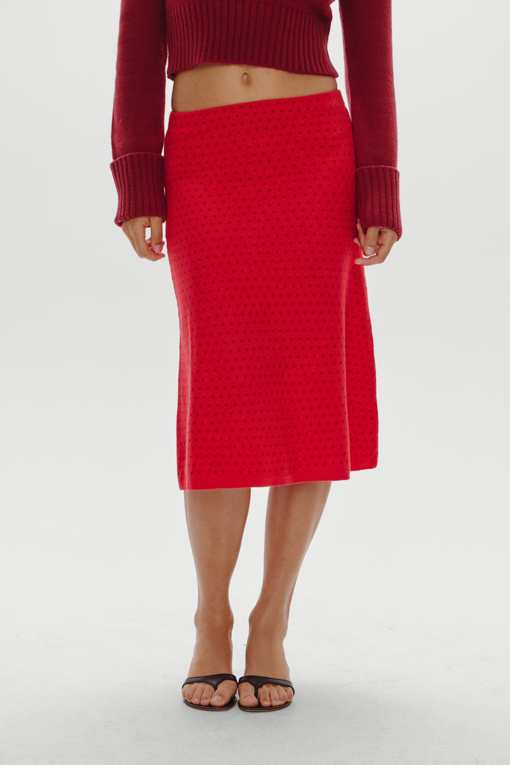Frankies Bikinis sale Magnolia Knit Midi Skirt - Cranberry