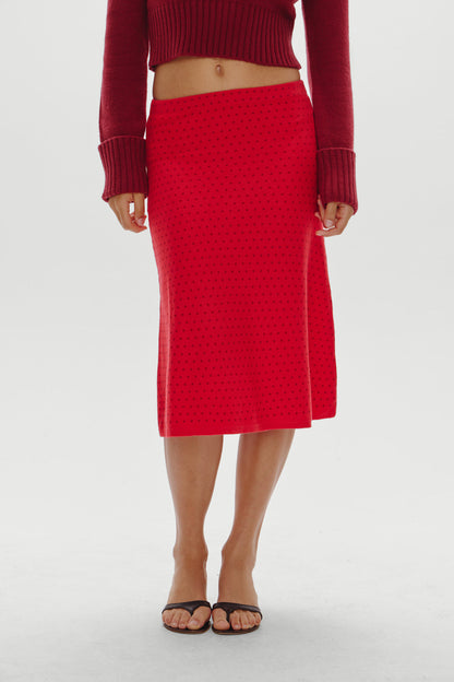 Frankies Bikinis sale Magnolia Knit Midi Skirt - Cranberry