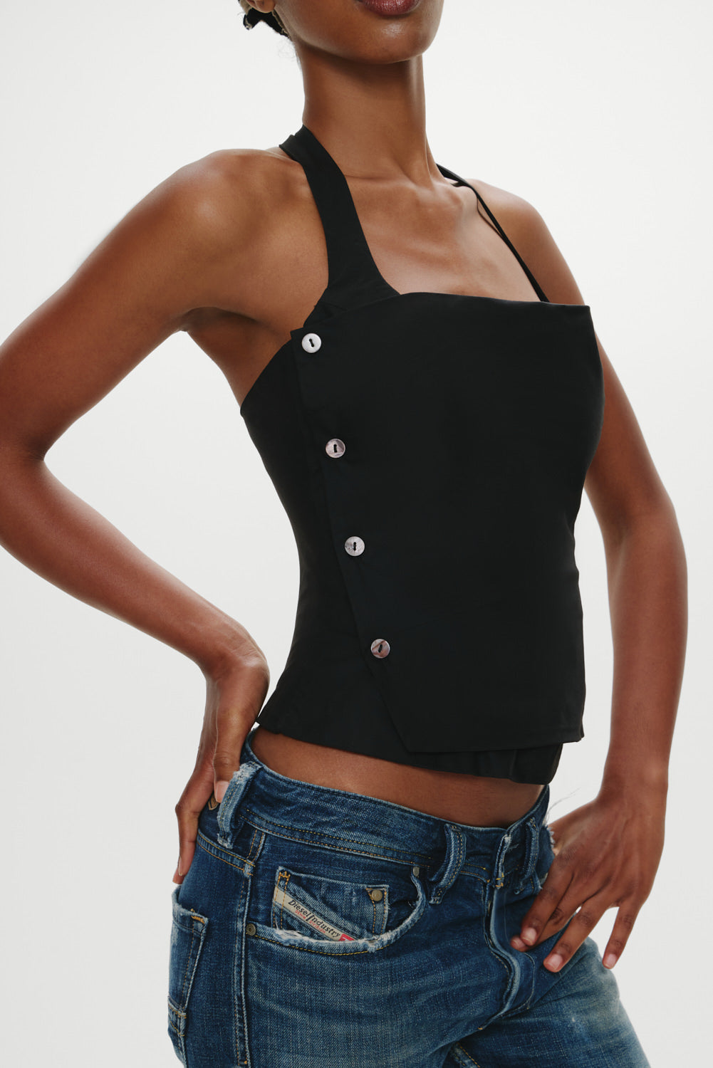 Frankies Bikinis sale Sterling Cotton Wrap Halter Top - Midnight Serenade