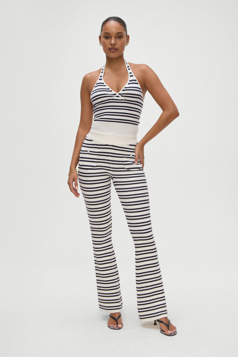 Frankies Bikinis sale Dylan Knit Halter Top - Starlit Stripe