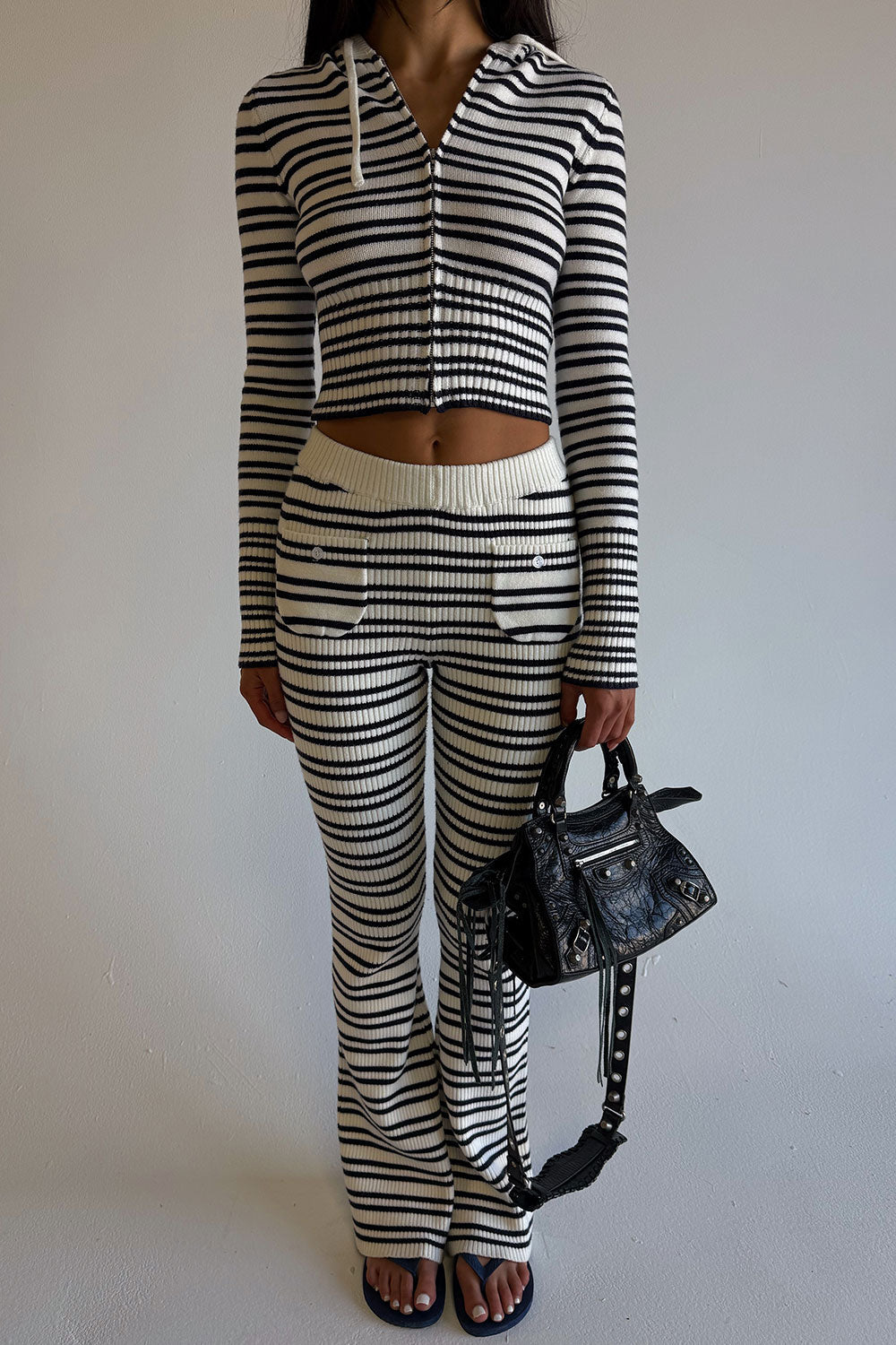 Frankies Bikinis sale Camden Striped Knit Pants - Starlit Stripe