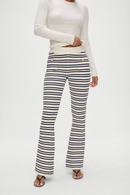 Frankies Bikinis sale Camden Striped Knit Pants - Starlit Stripe