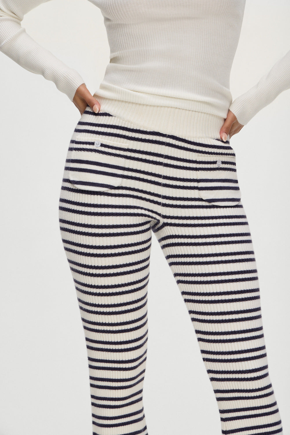 Frankies Bikinis sale Camden Striped Knit Pants - Starlit Stripe